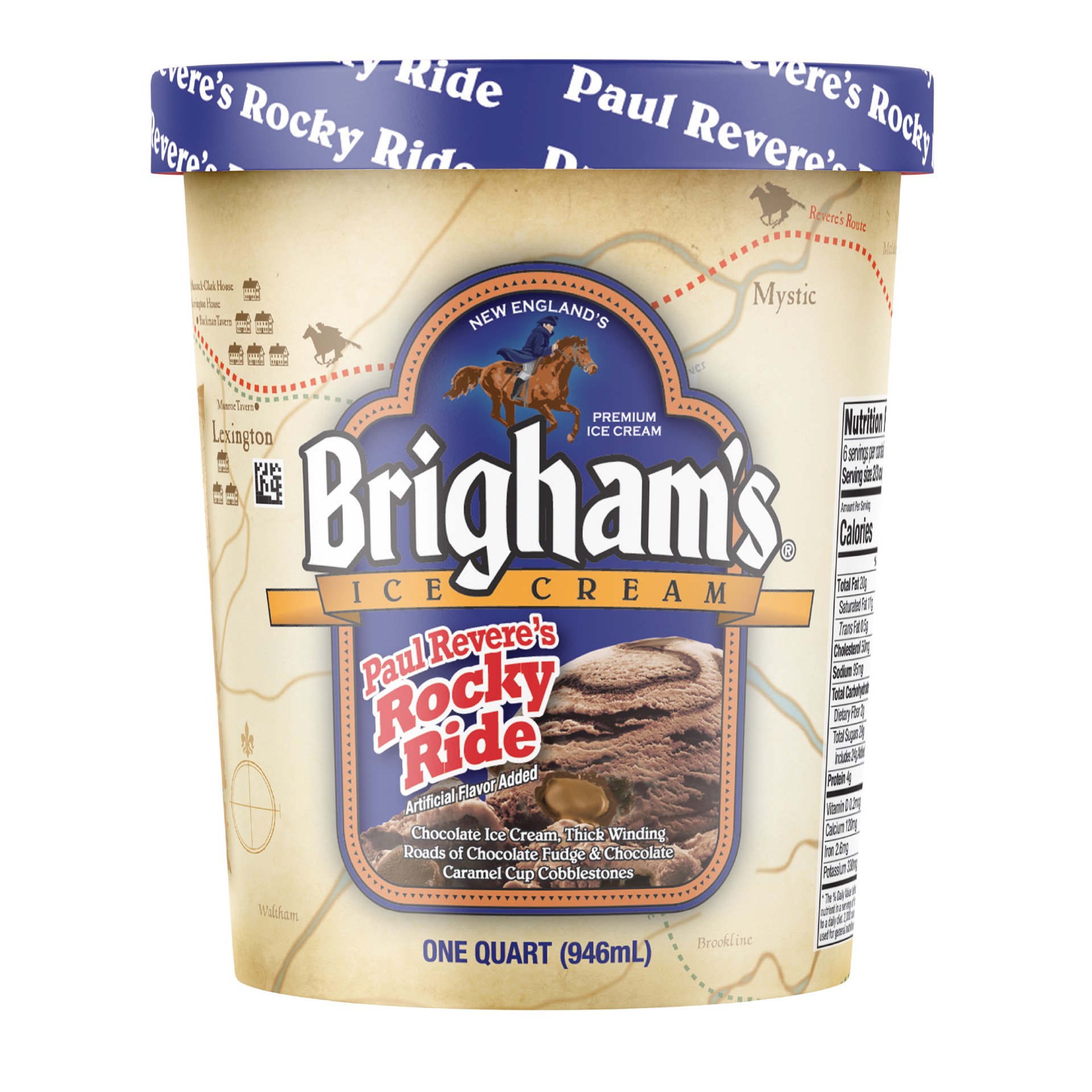 slide 1 of 8, Brigham's Paul Revere's Rocky Ride Ice Cream, 1 Quart, 1 qt