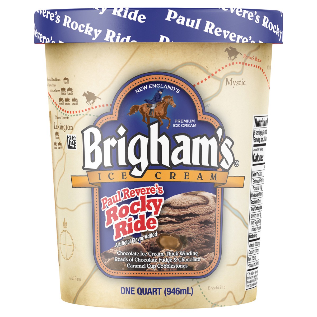 slide 1 of 8, Brigham's Paul Revere's Rocky Ride Ice Cream, 1 Quart, 1 qt