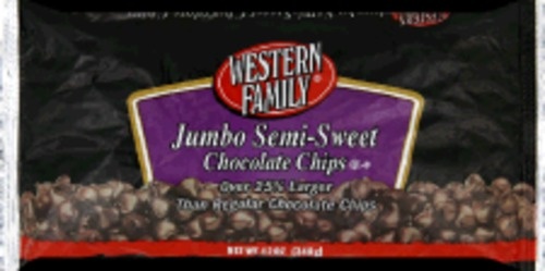 slide 1 of 1, Western Family Jumbo Chocolate Chips, 12 oz