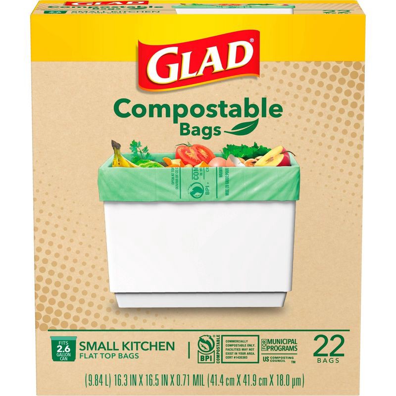 slide 2 of 13, Glad Compost Trash Bags - Unscented - 22ct, 22 ct