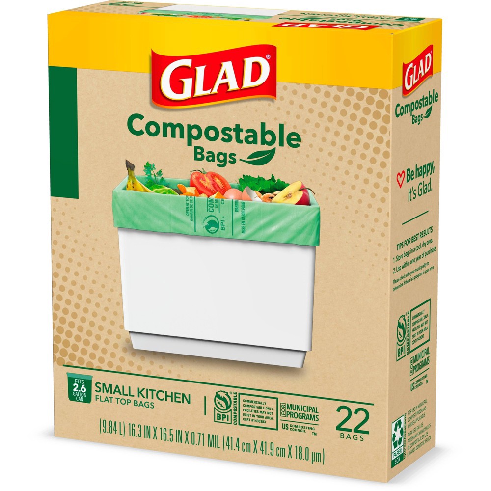 Glad 2.6 Gal. Compostable Green Trash Bags (22-Count) 1258779270 - The Home  Depot