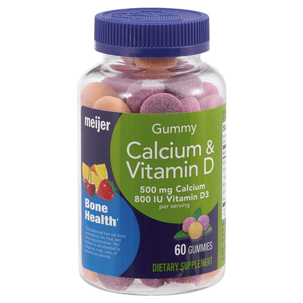 slide 1 of 1, Meijer Gummy Calcium & Vitamin D (800 IU), 60 ct; 500 mg
