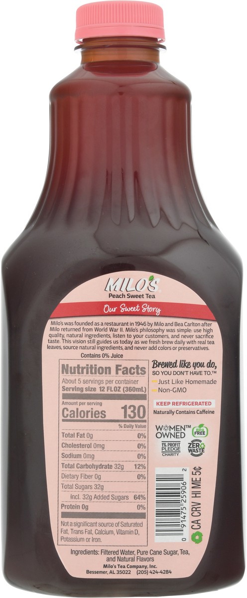 slide 7 of 13, Milo's Peach Tea, 59 oz