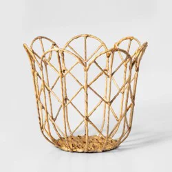 Small Tulip Shaped Kids' Woven Basket - Pillowfort™: Handwoven Storage, Off-White, Steel & Water Hyacinth, 12" Height