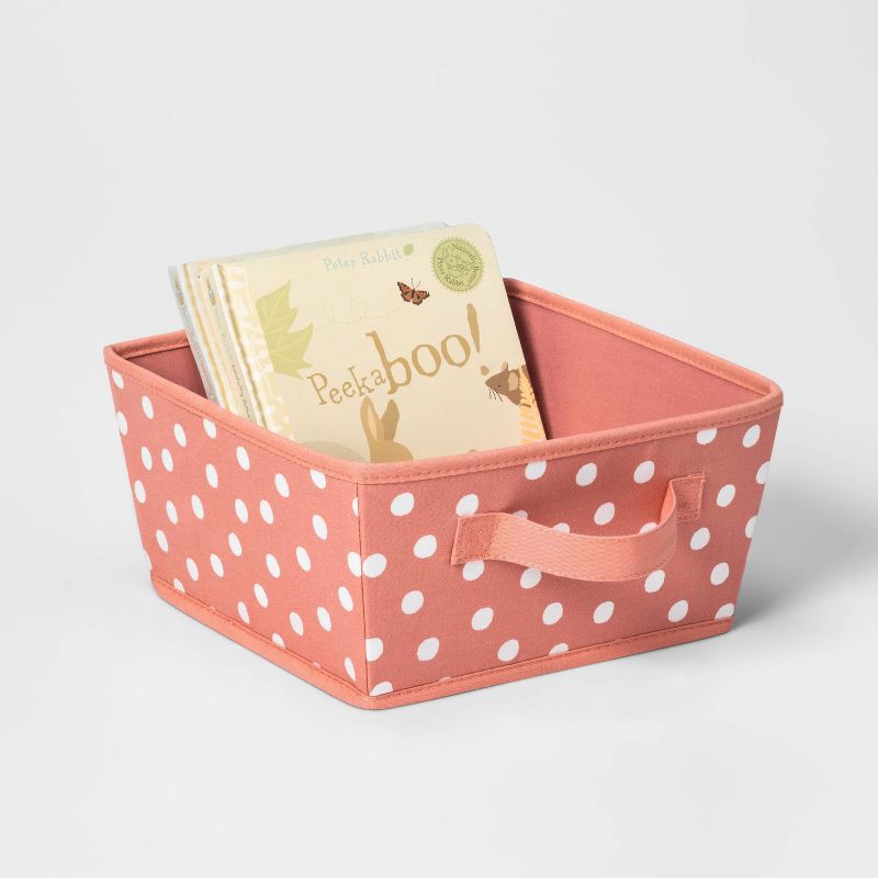 slide 2 of 5, Small Canvas Dot Kids' Bin Rose Pink - Pillowfort™: Square Storage Basket, Polyester, 10.5"x10.5", 1 ct