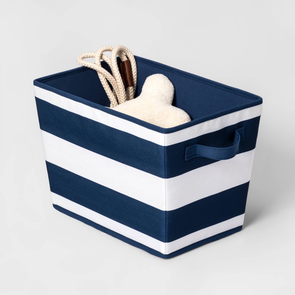 Large Canvas Stripe Bin Navy Pillowfort 1 ct Shipt