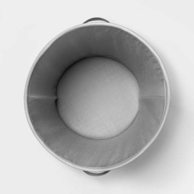 slide 3 of 5, Extra Large Canvas Striped Kids' Bin Gray - Pillowfort™: Toy Storage, Decorative Circular Bin, 38.2 Volume Capacity, 1 ct