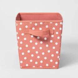 Large Canvas Dot Kids&#x27; Bin Rose Pink - Pillowfort™: Decorative Storage Basket, Cardboard &amp; Polyester, 10&quot;x15&quot;x10&quot;