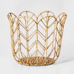 Large Tulip Shaped Kids' Woven Basket - Pillowfort™: Handwoven Storage, Steel & Water Hyacinth, Off-White, 18"x18"x14.5"