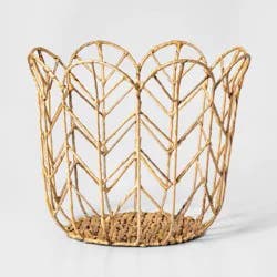 Large Tulip Shaped Kids' Woven Basket - Pillowfort™: Handwoven Storage, Steel & Water Hyacinth, Off-White, 18"x18"x14.5"