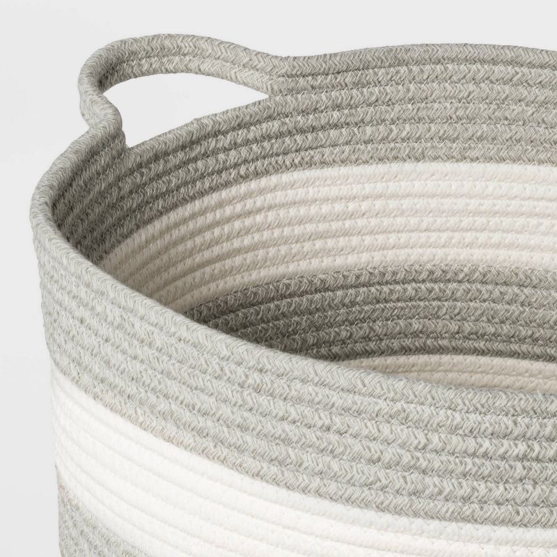 slide 3 of 4, Extra Large Striped Coiled Kids' Rope Basket Gray - Pillowfort™, 1 ct