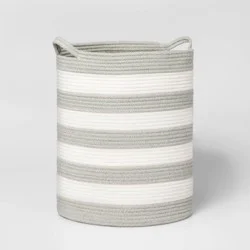Extra Large Striped Coiled Kids' Rope Basket Gray - Pillowfort™
