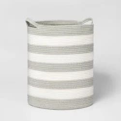 Extra Large Striped Coiled Kids' Rope Basket Gray - Pillowfort™