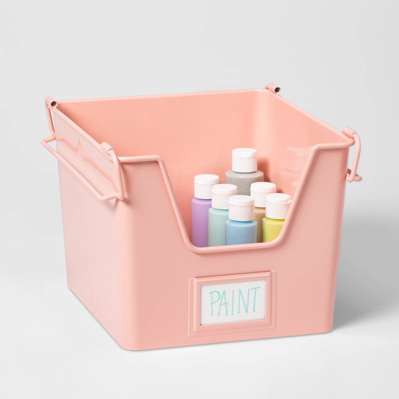slide 5 of 5, Small Metal Stackable Kids' Storage Pink - Pillowfort, 1 ct