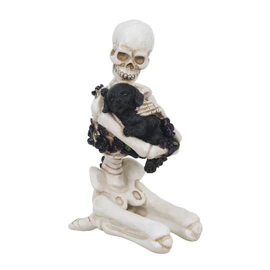 slide 1 of 2, 8.5" Skeleton Hugging A Dog Tabletop Decor By Ashland, 8.5 in