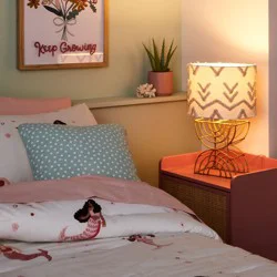 Boho Rattan Kids' Table Lamp (Light Bulbs Not Included) - Pillowfort™: Off-White Drum Shade, UL Listed, 60W Max