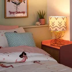 Boho Rattan Kids' Table Lamp (Light Bulbs Not Included) - Pillowfort™: Off-White Drum Shade, UL Listed, 60W Max