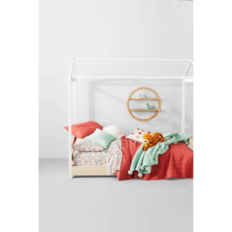 slide 5 of 5, Rattan Kids' Round Shelf Natural - Pillowfort™: Decorative Wall Shelf, Floating Curio Shelves, No Assembly Required, 1 ct