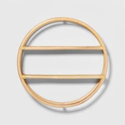 Rattan Kids&#x27; Round Shelf Natural - Pillowfort™: Decorative Wall Shelf, Floating Curio Shelves, No Assembly Required