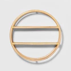 Rattan Kids' Round Shelf Natural - Pillowfort™: Decorative Wall Shelf, Floating Curio Shelves, No Assembly Required