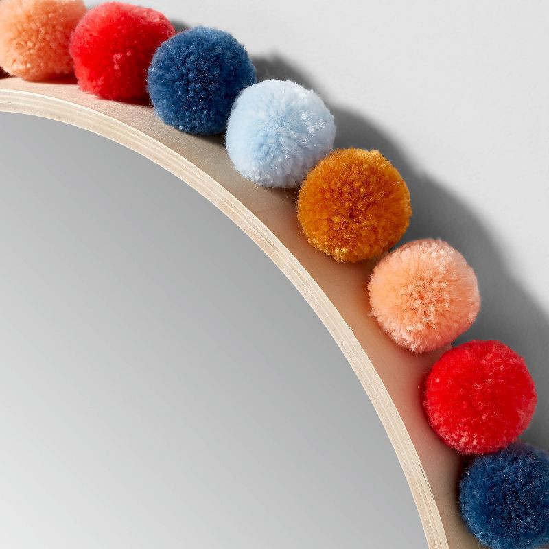 slide 4 of 5, 19" Round Colorful Pom-Pom Kids' Mirror - Pillowfort™, 1 ct