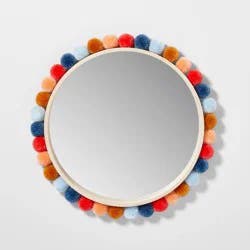 19" Round Colorful Pom-Pom Kids' Mirror - Pillowfort™