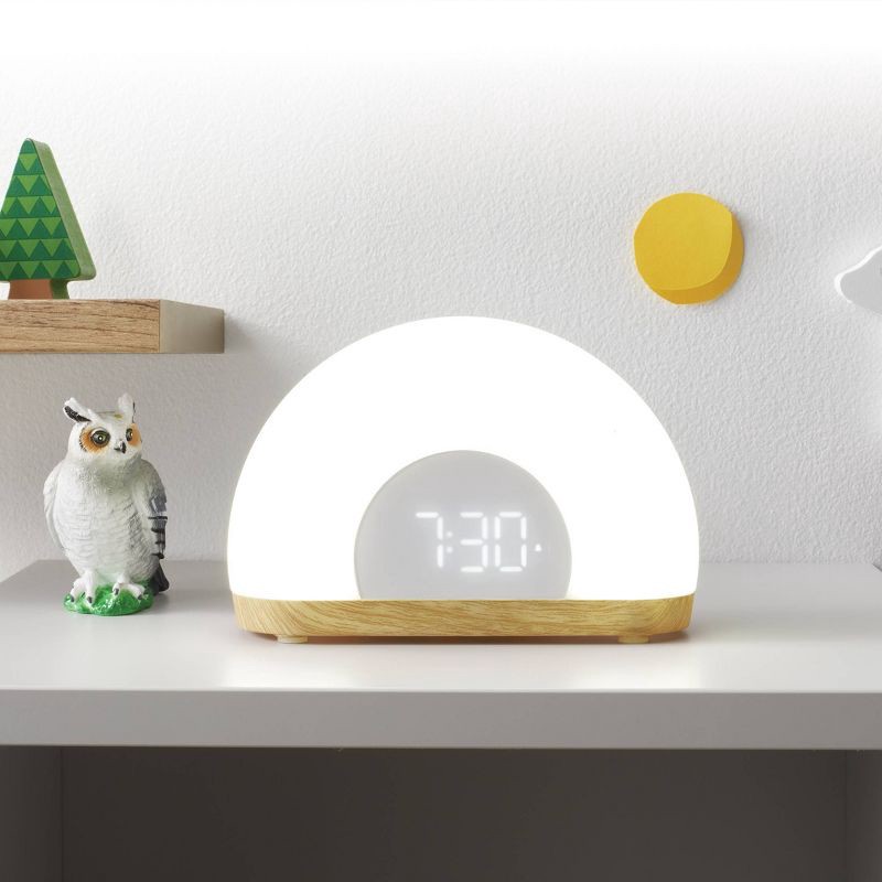 slide 3 of 7, Wake Up Light Rise with Wood Kids' Nightlight - Pillowfort™, 1 ct