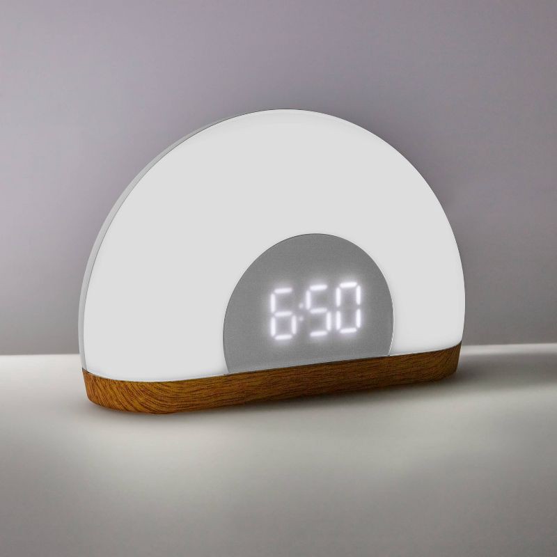 slide 5 of 7, Wake Up Light Rise with Wood Kids' Nightlight - Pillowfort™, 1 ct