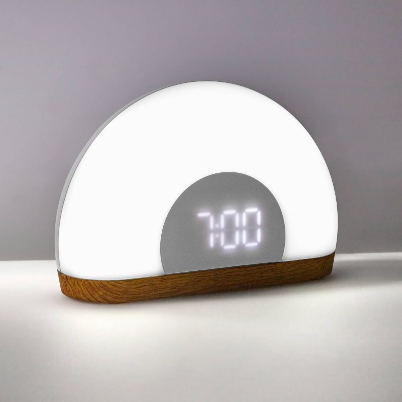 slide 6 of 7, Wake Up Light Rise with Wood Kids' Nightlight - Pillowfort™, 1 ct