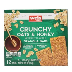 Weis Quality Oats and Honey 100% Natural Crunchy Granola Bars