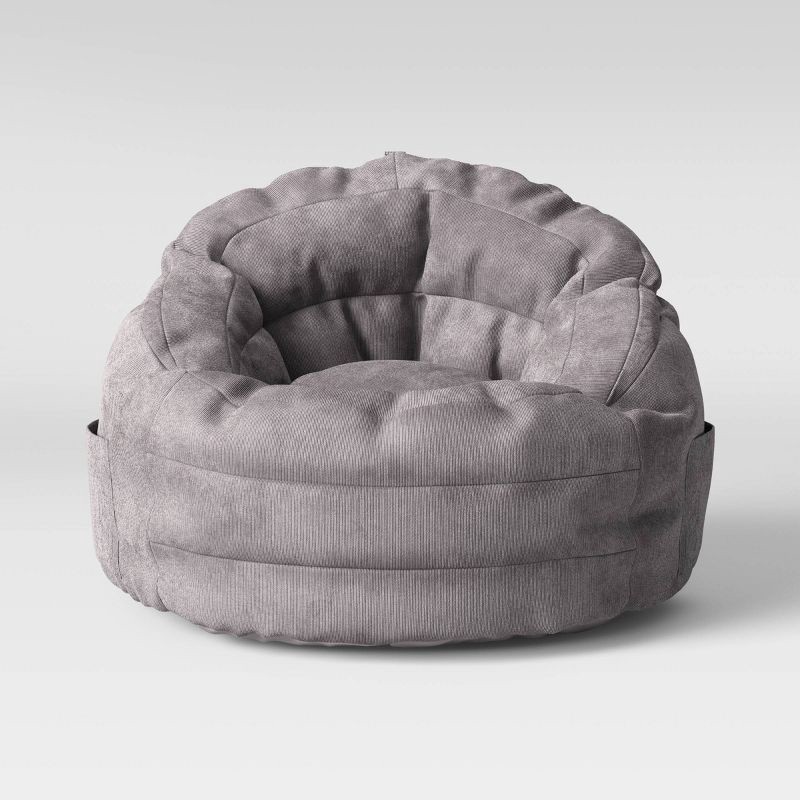slide 3 of 6, Settle In Kids' Bean Bag Chair Gray - Pillowfort™: Toddler Seat, Indoor Use, Polystyrene Beads, Handle & Pocket, 1 ct