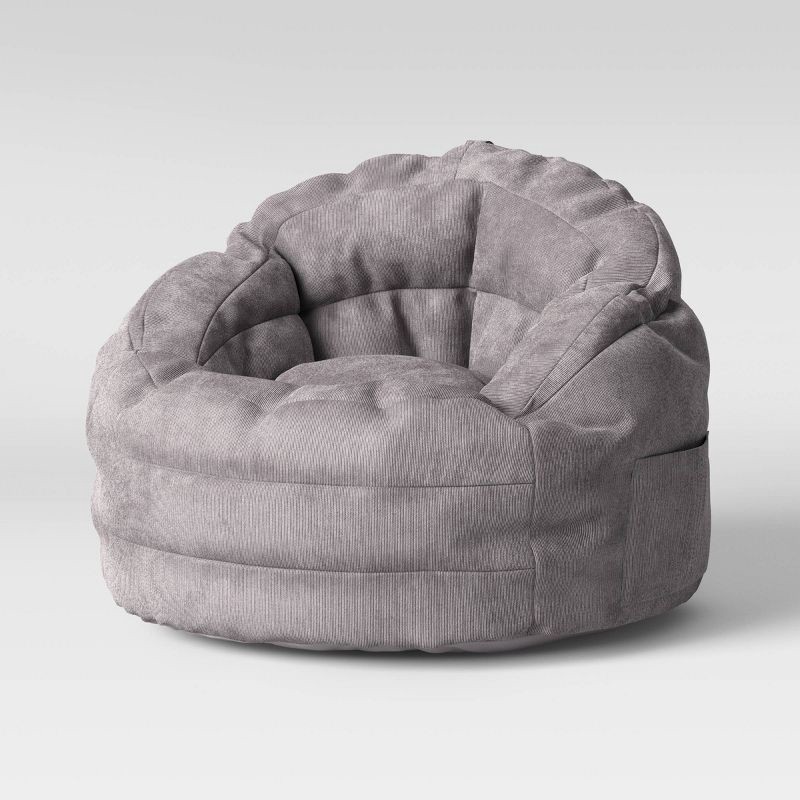slide 1 of 6, Settle In Kids' Bean Bag Chair Gray - Pillowfort™: Toddler Seat, Indoor Use, Polystyrene Beads, Handle & Pocket, 1 ct