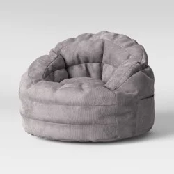 Settle In Kids&#x27; Bean Bag Chair Gray - Pillowfort™: Toddler Seat, Indoor Use, Polystyrene Beads, Handle &amp; Pocket