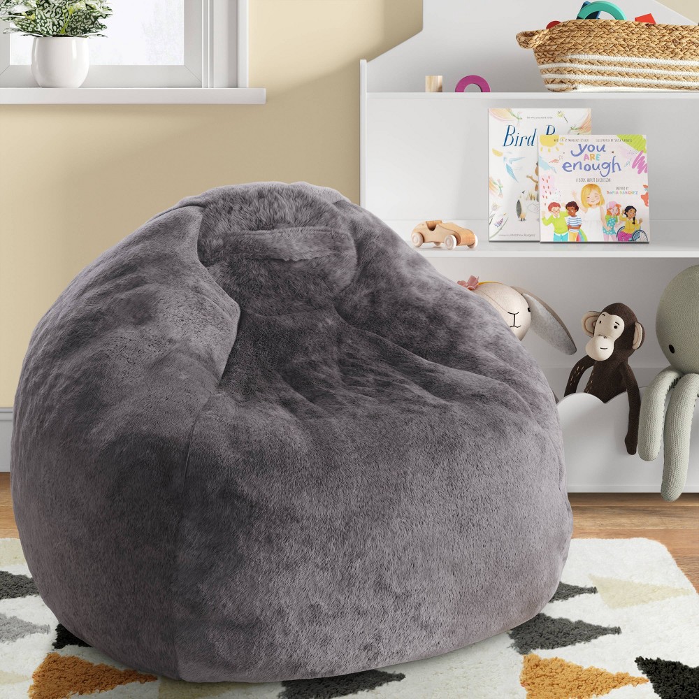 Fuzzy Fur Bean Bag Gray - Pillowfort 1 ct | Shipt