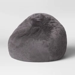 Fuzzy Fur Kids' Bean Bag Gray - Pillowfort™: Solid Indoor Beanbag Chair, Machine Washable Cover, Ages 3-12
