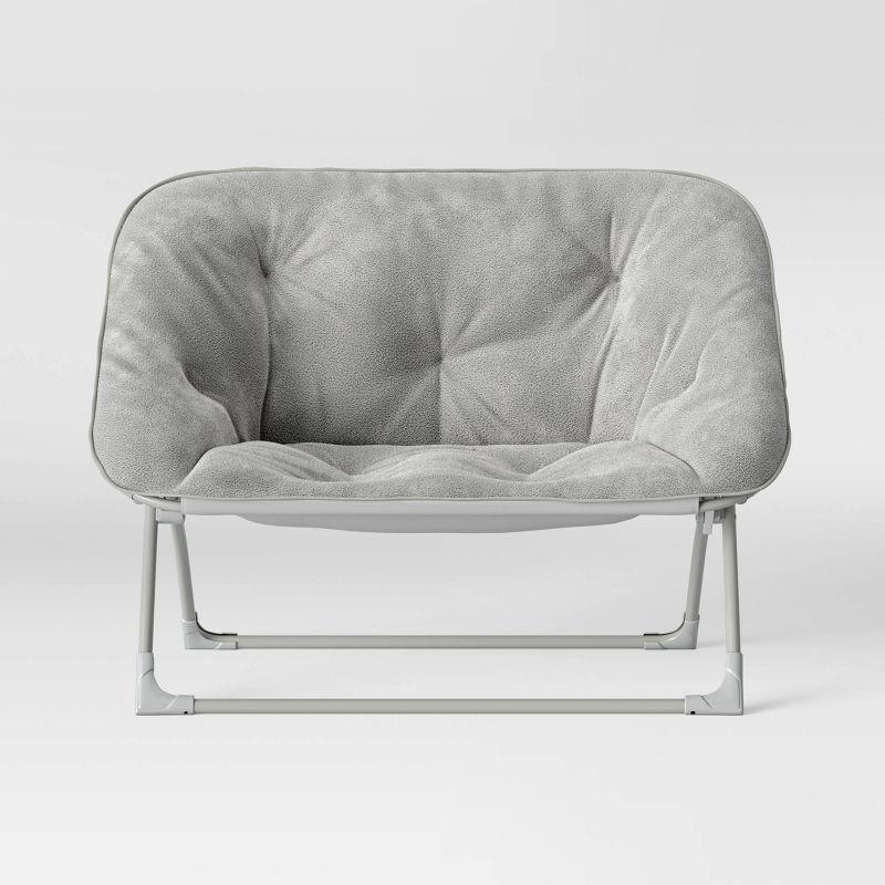 slide 3 of 5, Folding Dish Kids' Loveseat Gray - Pillowfort™, 1 ct