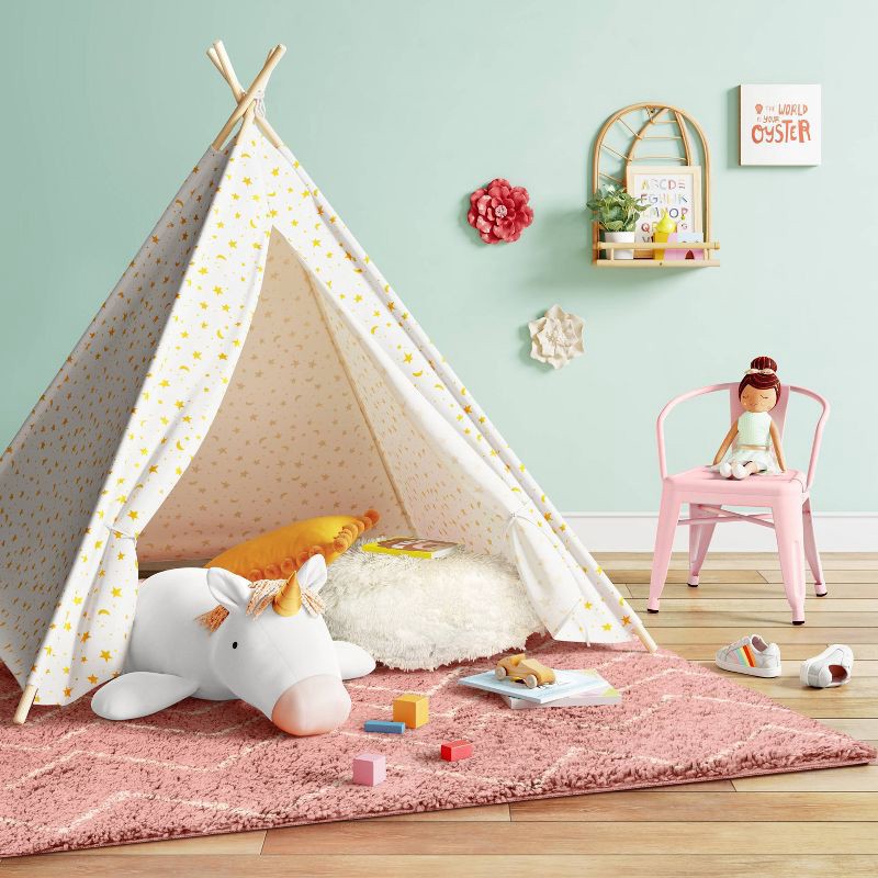 slide 2 of 12, Gold Foil Star Kids' Tent - Pillowfort™, 1 ct