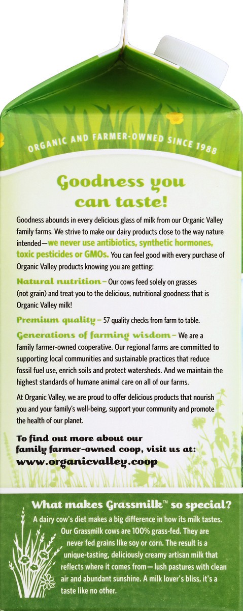 slide 2 of 4, Organic Valley Milk, Fat Free, Organic, Grassmilk, 1/2 gal