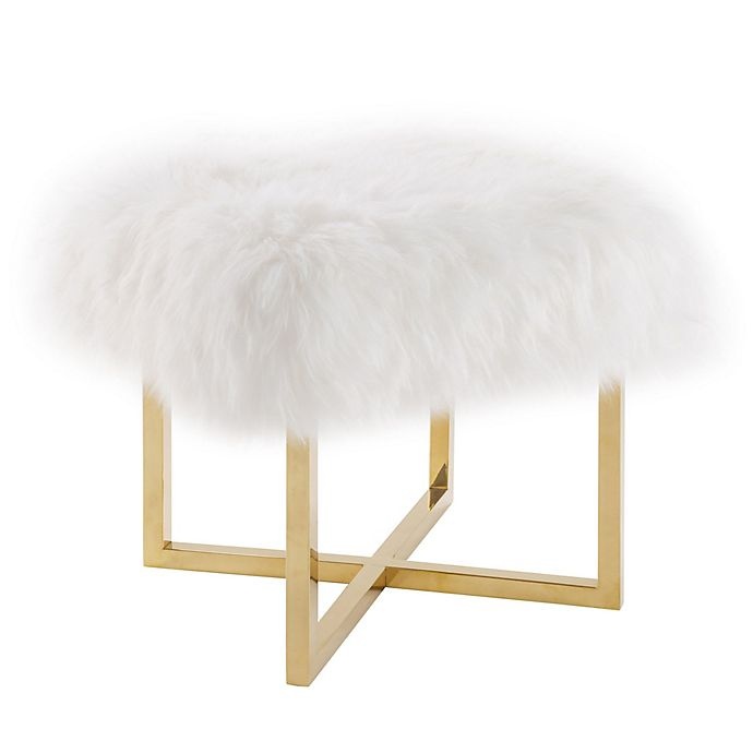 slide 2 of 3, TOV Furniture Nomo Sheepskin Bench - White, 1 ct