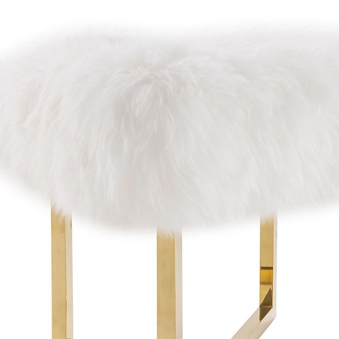 slide 3 of 3, TOV Furniture Nomo Sheepskin Bench - White, 1 ct