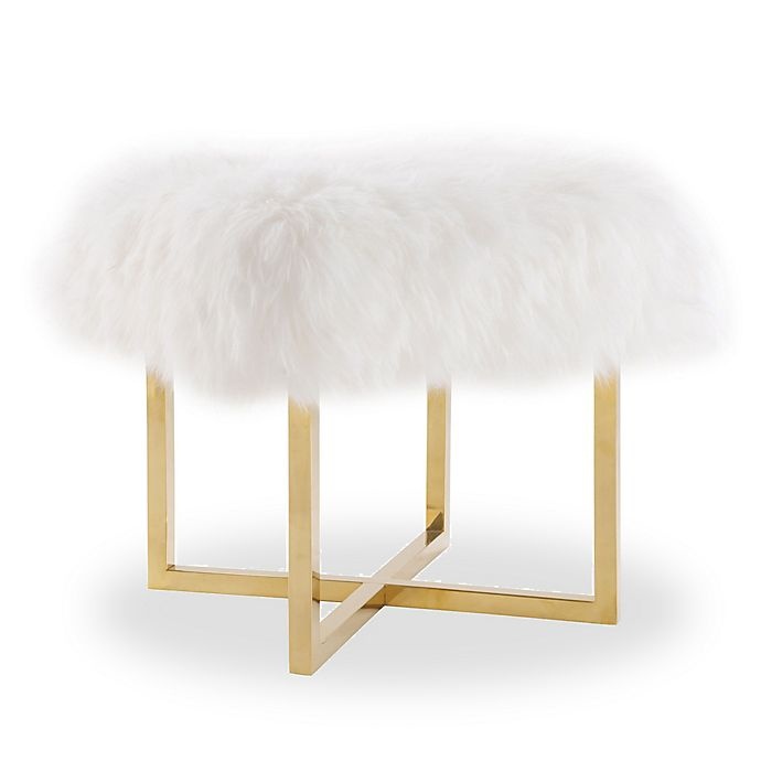 slide 1 of 3, TOV Furniture Nomo Sheepskin Bench - White, 1 ct