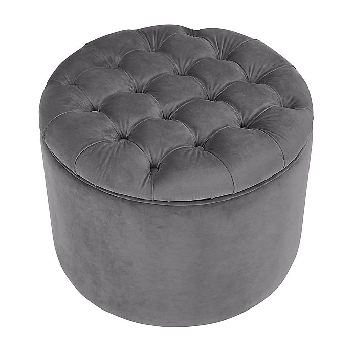 slide 2 of 3, TOV Furniture Queen Velvet Storage Ottoman - Grey, 1 ct