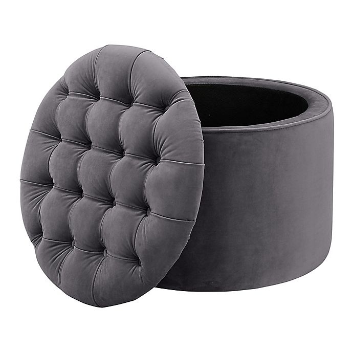 slide 3 of 3, TOV Furniture Queen Velvet Storage Ottoman - Grey, 1 ct