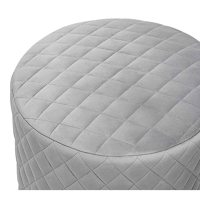 slide 2 of 3, TOV Furniture Abir Round Velvet Ottoman - Grey, 1 ct