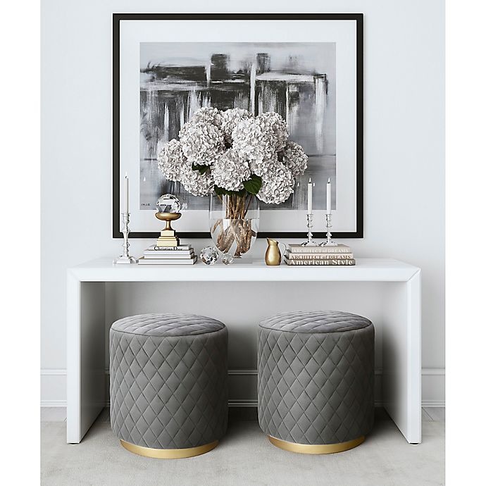 slide 3 of 3, TOV Furniture Abir Round Velvet Ottoman - Grey, 1 ct