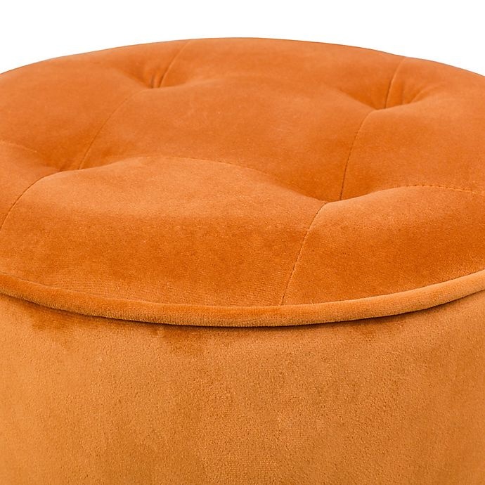 slide 3 of 3, TOV Furniture Velvet Upholstered Luna Ottoman - Cognac, 1 ct