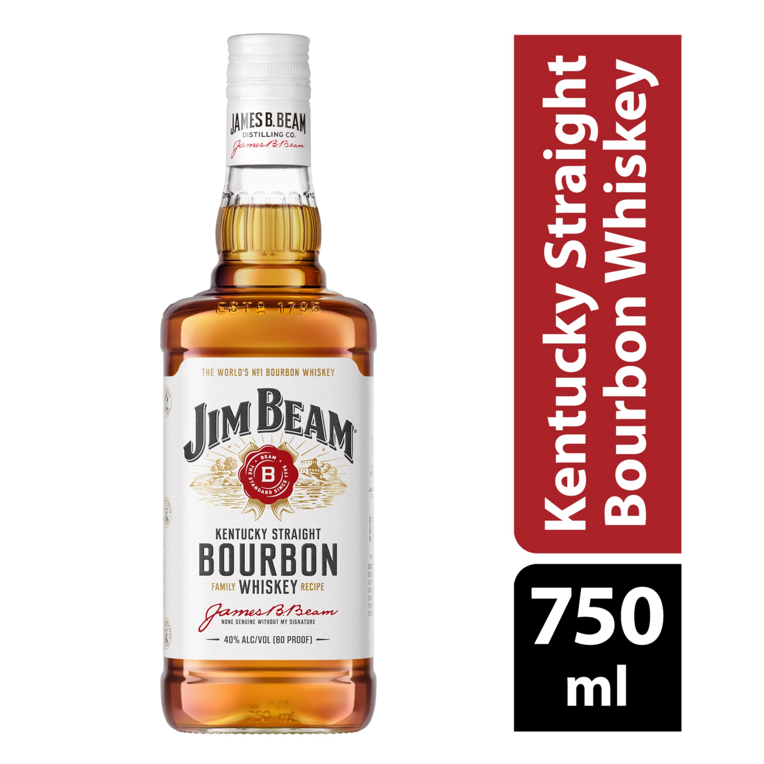 slide 1 of 6, Jim Beam Kentucky Straight Bourbon Whiskey 750 ml, 750 ml