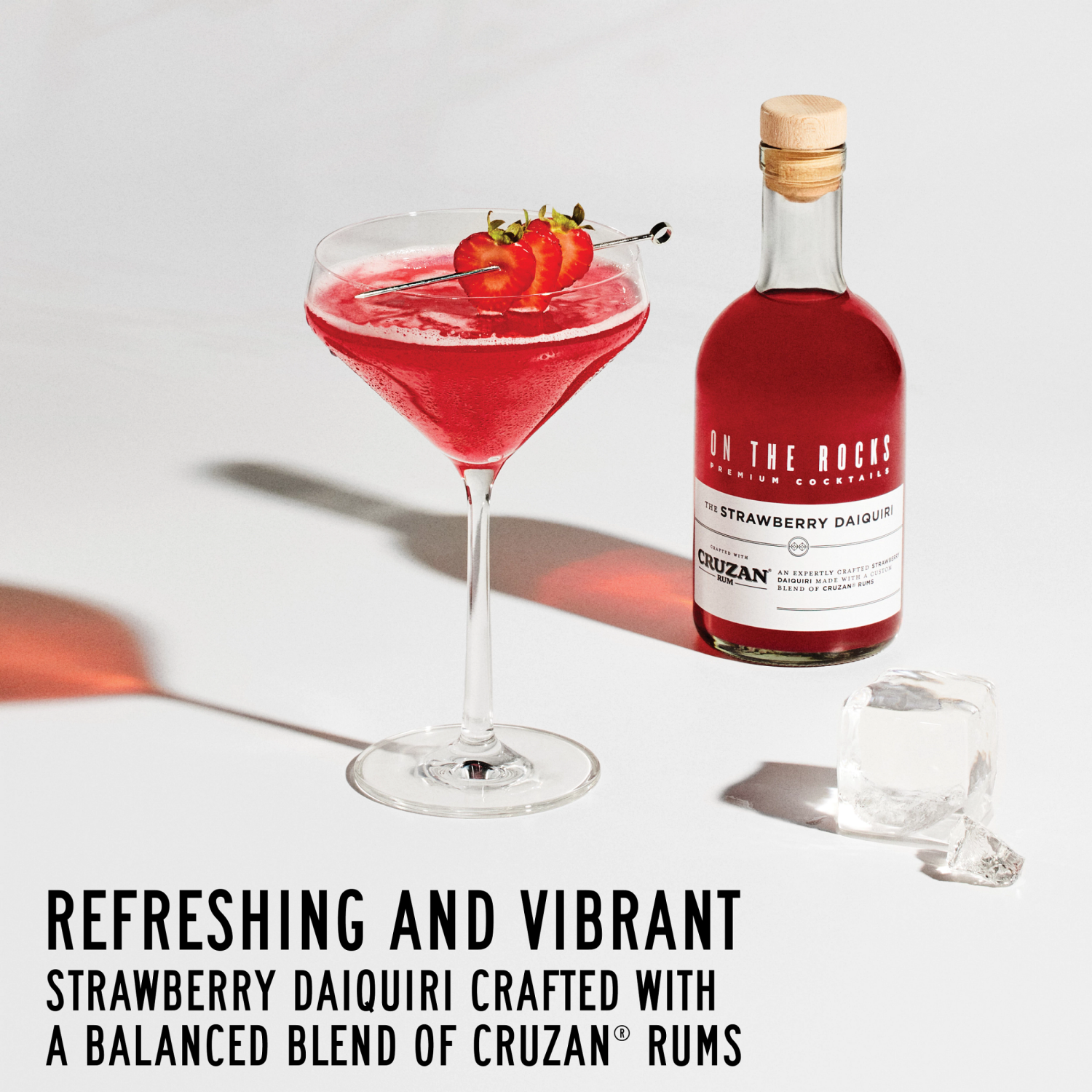 slide 4 of 7, On The Rocks Cruzan Strawberry Daiquiri Ready to Drink Cocktail 375 ml, 375 ml