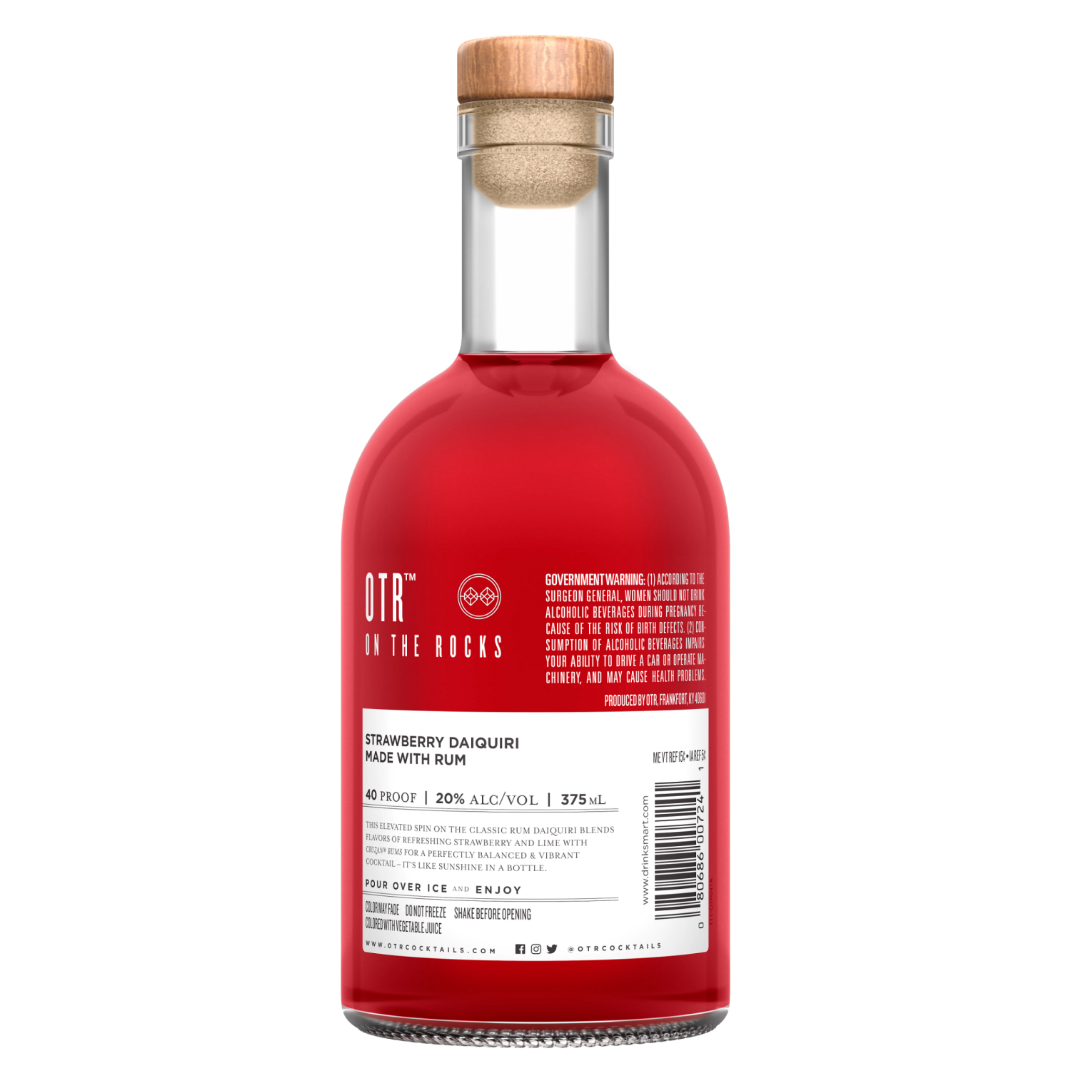 slide 3 of 7, On The Rocks Cruzan Strawberry Daiquiri Ready to Drink Cocktail 375 ml, 375 ml