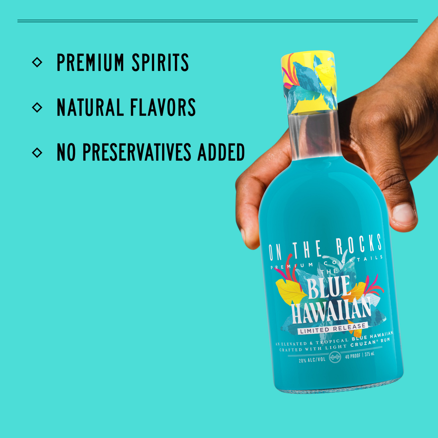 slide 2 of 7, On The Rocks Cruzan Blue Hawaiian Ready to Drink Cocktail 375 ml, 375 ml